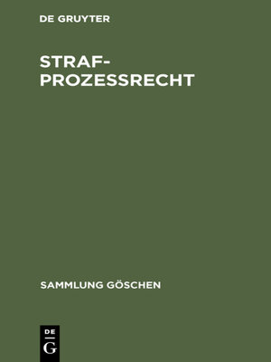 cover image of Strafprozeßrecht